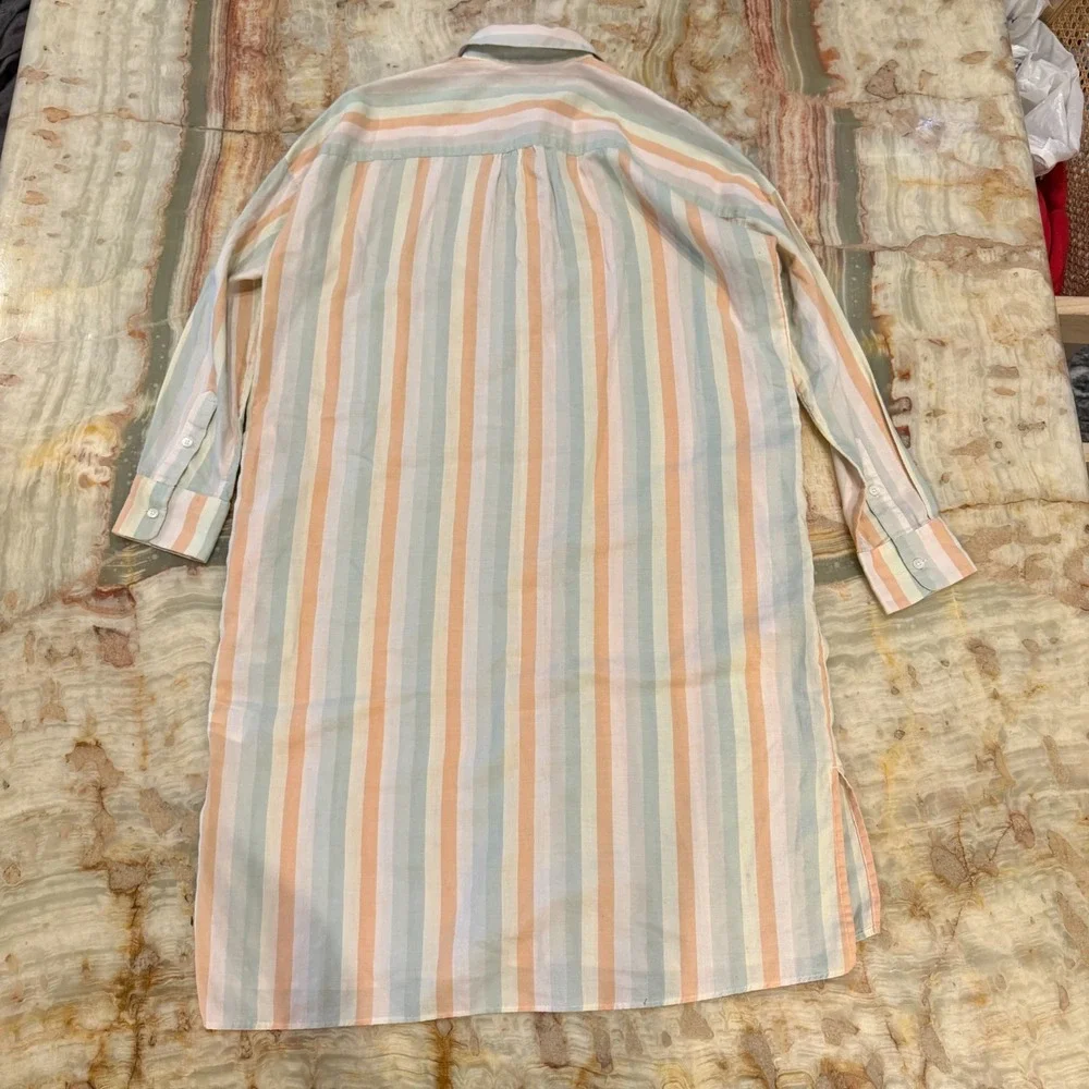 Madewell Womens Midi Button Up Shirt Dress Multi Pastel Striped Side Slits S